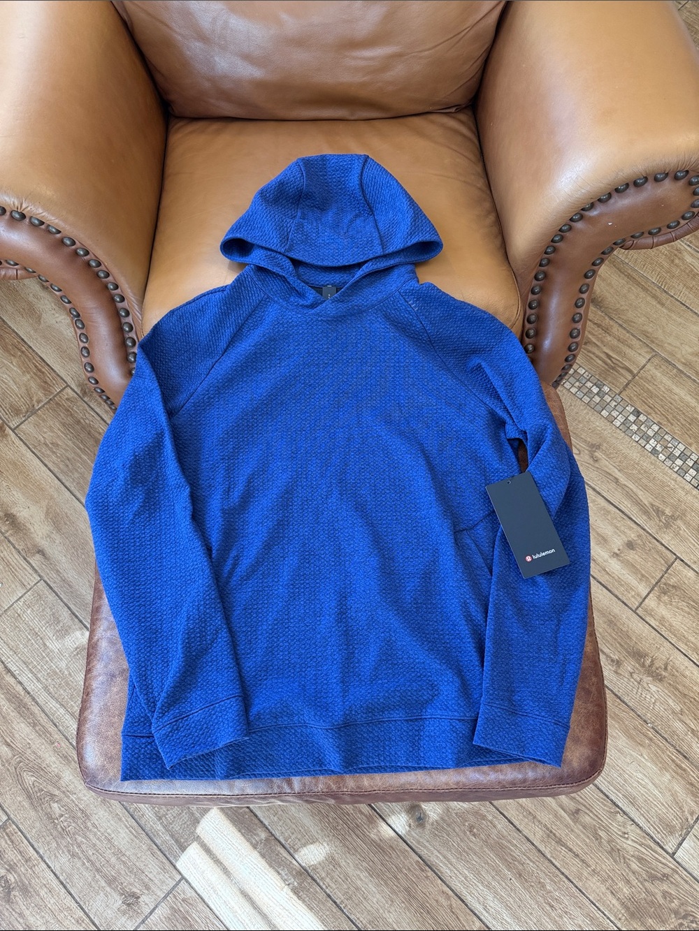 RARE NWT Mens Lululemon Ease The Day Hoodie Sz Large Heathered Cobalt Blue Black